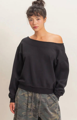Black Off Shoulder Sweatshirt