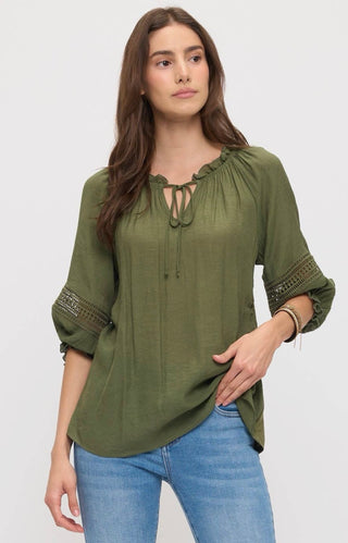 Boho Crochet Trim Blouse