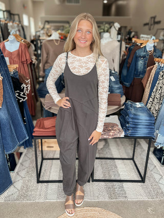 Charcoal Comfy Knit Jumpsuit