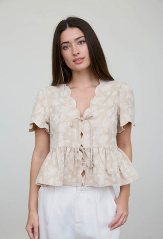 Embroidered Peplum Top