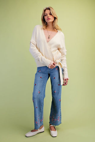 Ivory Lace Wrap Sweater