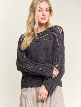 Charcoal Open Knit Sweater