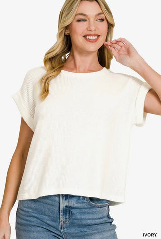 Ivory Waffle Sweater Top