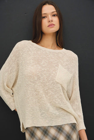 Cream Pocket Detail Sweater