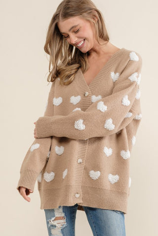 Taupe Heart Cardigan