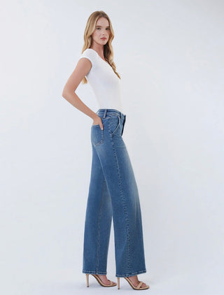 Alaina High Rise Trouser Denim
