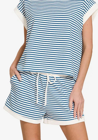 Blue Coastal Stripe Shorts