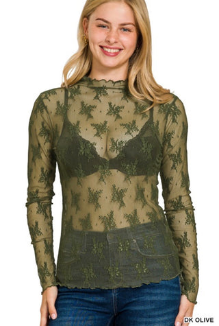 Dark Olive Lace Layer Top
