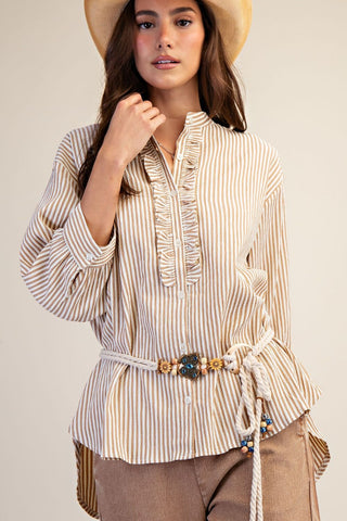 Washed Striped Button Down