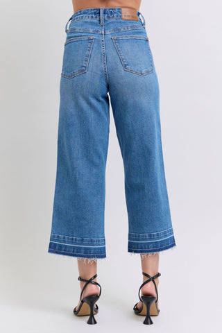 Tummy Control Wide Crop Denim