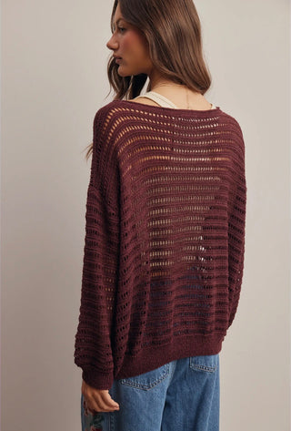 Wine Open Knit Sweater