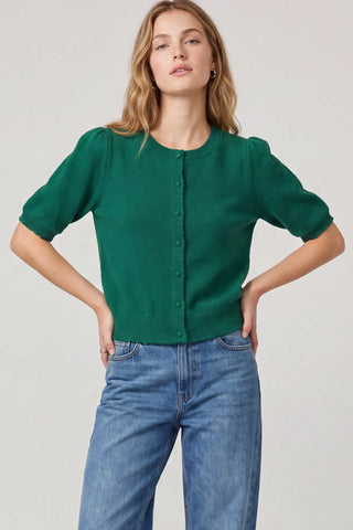 Green Short Sleeve Cardigan