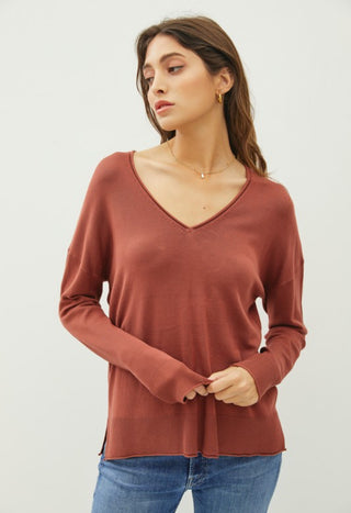 Brick V-Neck Sweater