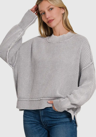 Oversized Grey Ribbed Sweater