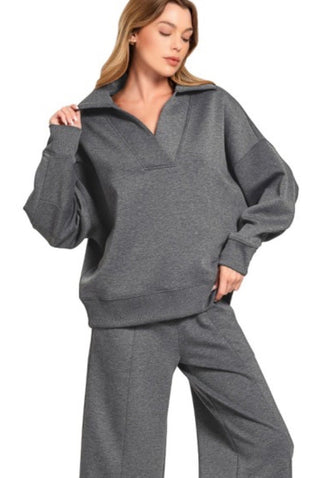 Charcoal Scuba Knit Pullover