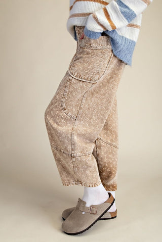 Café Floral Barrel Jeans