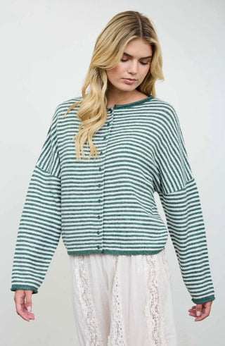 Green Stripe Cardigan