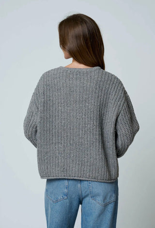 Grey Chunky Knit Cardigan