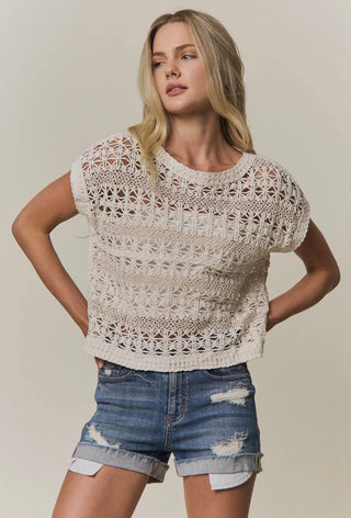 Beige Élan Crochet Knit