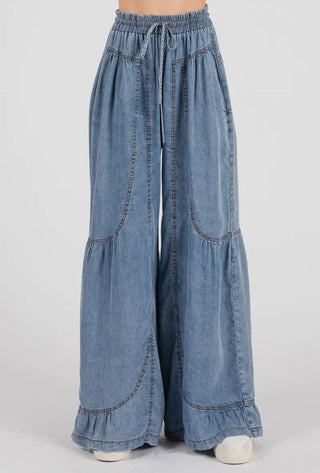Denim Western Wide Leg Pant