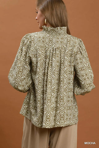 Mocha Abstract Blouse