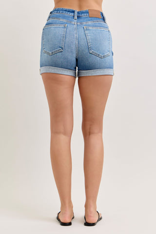 Mid Rise Light Wash Shorts