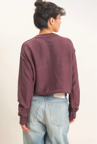 Plum Raw Edge Sweater