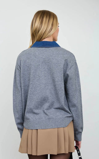 Grey Denim Collar Sweater