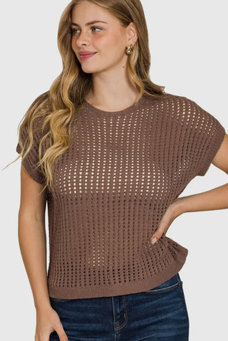Mocha Sheer Knit Sweater
