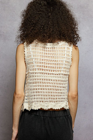 Natural Floral Crochet Top