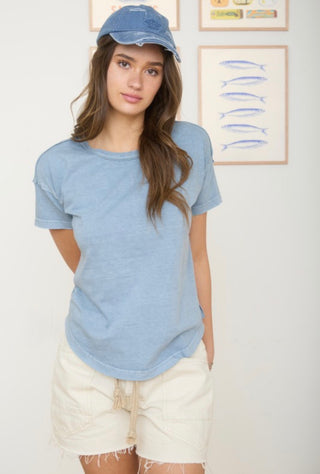 Blue Exposed Seam Top