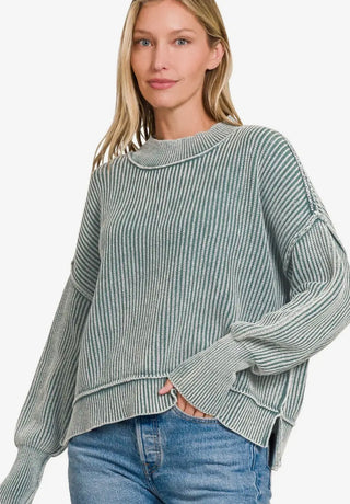 Oversized Jade Ribbed Sweater