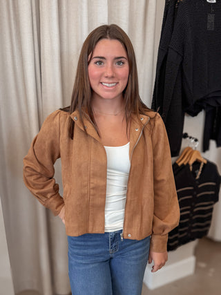 Suede Mock Neck Jacket