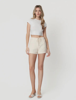 Ecru Drawstring Denim Short