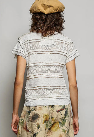 Lace Trim Raw Edge Top