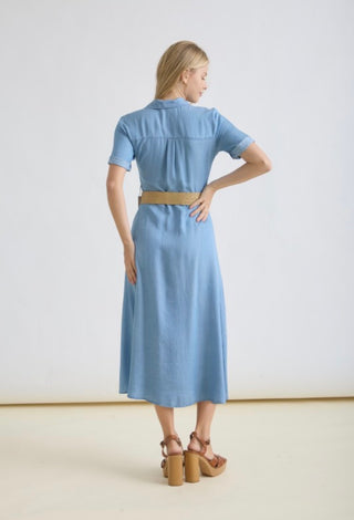 Chambray Button Down Midi Dress
