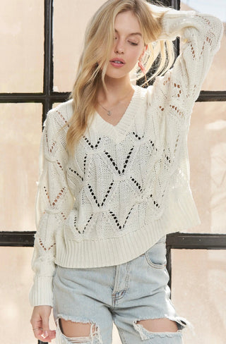 Ivory Textured V-Neck