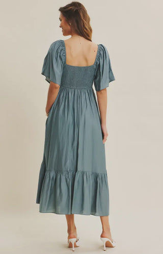 Teal Sweetheart Midi Dress