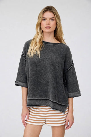 Charcoal Reverse Hem Sweater