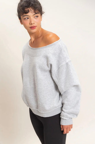 Grey Off Shoulder Sweatshirt
