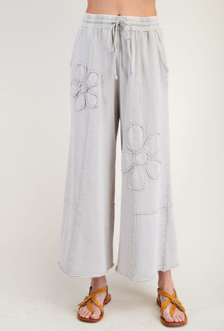 Mineral Wash Floral Patch Pant