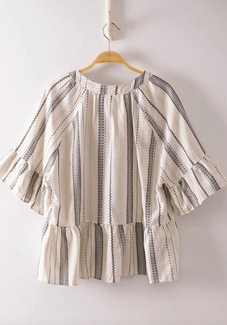 Stripe Bell Sleeve Blouse