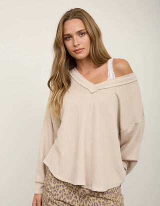 Cream Raw Edge Top