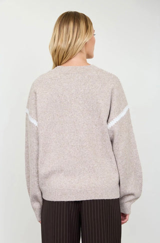 Oatmeal Stitch Trim Sweater