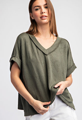 Textured V-Neck Top