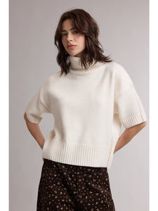 Off White Short Sleeve Turtleneck