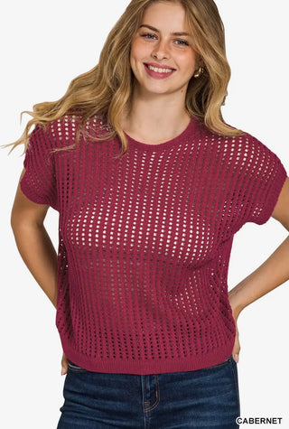Cabernet Sheer Knit Sweater