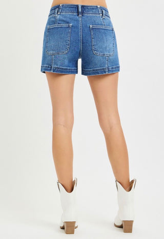 Mid Rise Seam Detail Shorts