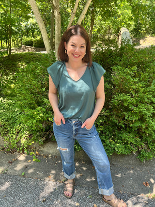 Teal Satin Blouse