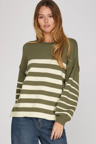 Olive Stripe Sweater